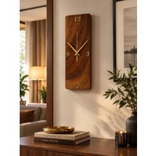 TemmuzX Doğal Ahşap Dekoratif Duvar Saati - Akasya Ağacı - El Ypımı - 36X13X4 cm