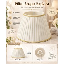 TemmuzX Krem Pilise Abajur Şapkası Gold Şerit Detaylı 40 cm