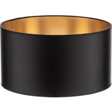TemmuzX Levaillant Siyah Abajur Şapka & Başlık - Içi Gold Kaplama, 30 cm Çap, 21 cm Yükseklik - Özel Üretim & Kusursuz Işçilik