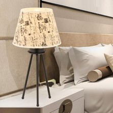 TemmuzX Desenli Şapkalı Siyah Modern Dekoratif Salon Abajur