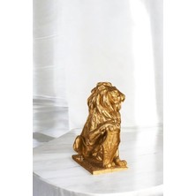 TemmuzX Dekoratif Obje Biblo Aslan Heykel Altın Renk Salon Masa Üstü Süs Eşyası 20X10 Cm, EBIBLOMODEL55