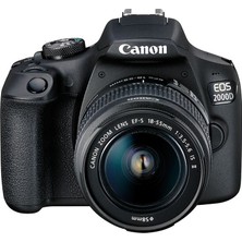 Canon EOS 2000D DSLR Fotoğraf Makinesi 24.1 MP APS-C CMOS Sensör 5472 × 3648 Fotoğraf Çözünürlüğü EF-S 18-55mm Lens 3" LCD Ekran