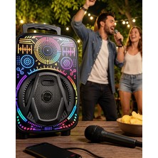 Alemdar Pazarlama 8 Inç Taşınabilir Karaoke Hoparlör Mikrofonlu Rgb Işıklı Bluetooth Speaker