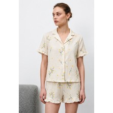 Miss Art Kadın Premium Fırfırlı Çok Renkli Pijama Takımı