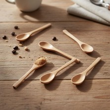 Deconox 6'lı Doğal Mini Servis Kaşığı Seti – 16CM Küçük Baharat, Kahve, Çay, Tatlı ve Bal Kaşığı | Ç
