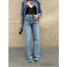OUT OF STANDART Kadın Midwaist Flare Yüksek Bel Geniş Paça Jean Pantolon