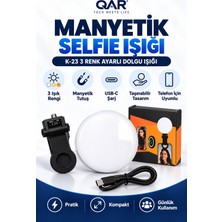 Qar Manyetik Selfie Işığı 3 Renk Ayarlı Usb-C Şarjlı Taşınabilir Telefon Video Çekim Dolgu Işığı