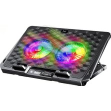 Juo Odin Rgb Işıklı Gaming 2200RPM Çift Fan LED Display Laptop Notebook Soğutucu Stand
