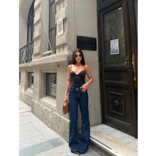 OUT OF STANDART Kadın Midwaist Flare Yüksek Bel Geniş Paça Jean Pantolon
