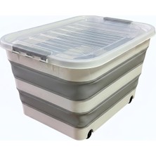 Pelorin Tekerlekli Katlanabilir Saklama Kutusu, Kilitli Kapaklı, 30L ve 65L Seçeneği, Çok Amaçlı Organizasyon Konteyneri (65 Lt)