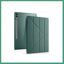 S'82 Samsung Galaxy X610 Tab S9 Fe Plus 12.4 Kılıf Kalemlikli Mars Tablet Kılıfı - Koyu Yeşil BZS82