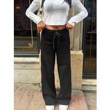 OUT OF STANDART Kadın Wide-Leg Kalıp Beli Lastikli Kordon Detaylı  Eşofman Altı