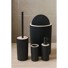 Şanal Modern Çizgili Banyo Seti, 4 Parça Aksesuar ile Kullanışlı
