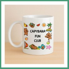 S'82 Capybara Fun Club Yazılı Eğlenceli Tasarım Kupa Model 237 Sevimli Baskılı Seramik Kahve Kupası BZS82