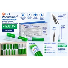 Bd Vacutainer Kan Alma Iğnesi Precisionglide Çoklu Numune Alma Iğnesi 21G 0,8 x 38 mm 100 Adet