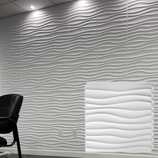 TemmuzX Taş Efektli Duvar Panelleri, Pvc Duvar Panelleri, 3D Dalgalar Desenli – Oturma Odası ve Duş Için 50 cm Boyutunda Dokulu Dekorasyon, Kare Duvar Kağıdı
