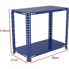 TemmuzX 2 Katlı Renkli Çelik Raf Sehpa - Atölye, Depo, Ofis Sehpası Beyaz 31X60 cm 50 cm