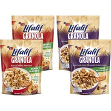 Eti Lifalif Granola Kuru Elma Hurmalı ve Kuru Vişne Kakao Fındıklı 200 gr 4 Lü Karma Paket