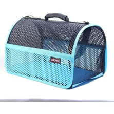 TemmuzX Flybag Voyager Fileli Model Kedi ve Köpek Taşıma Çantası, 46X30X27 Cm, Turkuaz-Siyah