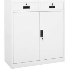 TemmuzX Beyaz Çelik Ofis Dolabı 90 x 40 x 102 cm - 2 Ayarlanabilir Raflı ve 3 Çekmeceli Ağır Hizmet Tipi Metal Belge Kutusu, Bir F Için Sürgülü Bilyalı Rulman