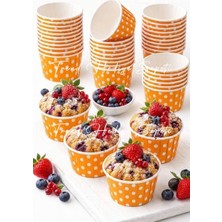 TemmuzX 50'li Turuncu Puantiyeli Muffin Kek Kalıbı, Kek Kapsülü Cupcake Kalıbı, Airfryer Uyumlu