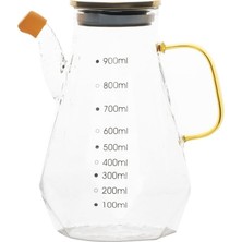 TemmuzX YH003 Metal Kapaklı Vakumlu Ölçekli Borosilikat Cam Yağdanlık - Sızdırmaz Yağlık Sirkelik 900ML
