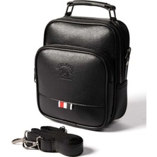 Sannora Bags Erkek Siyah Deri Voyager Şık Günlük El ve Omuz Çantası Şık Crossbody Günlük Erkek Seyahat Çantası