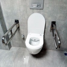 Otobir Engelli Tutunma Barı Paslanmaz Çelik Mat Satine Yüzeyli Tuvalet Kağıtlıklı Banyo