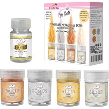 TeknoKapsül Farbello Metalik Gıda Boyası, 4 Renk Set, Aroma Verici Yenilebilir Toz Boya, Pasta, Çikolata ve Pastacılık Dekorasyonu