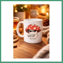 S'82 Sevimli Cool Mantar Tasarımlı Porselen Kupa Model 87 – Eğlenceli Karakter Desenli Kahve & Çay Kupası – Hediye Fikirli Kupa BZS82