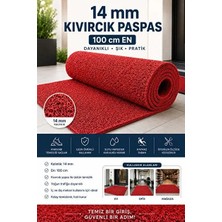 Özcan Tuhafiye Ev Tekstili Kıvırcık Paspas Kaymaz Paspas 14 mm Kırmzı Yolluk Antibakteriyal Hijyenik