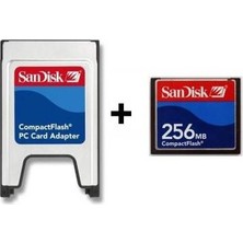 Sandisk PCMCIA-CF Compact Flash Adaptör + 256 MB Kapasiteli Hafıza Kartı Endüstriyel Kullanıma Uygun