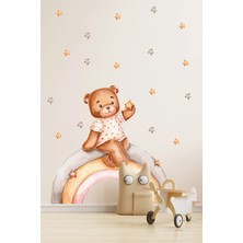 Panda Sokağı Sevimli Ayıcık ve Gökkuşağı Çocuk Odası Duvar Sticker