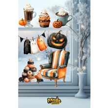 Panda Sokağı Cadılar Bayramı Sticker Seti, Happy Hallowen Sticker Seti, Duvar ve Cam Sticker