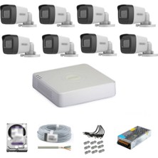 Hikvision 8 Kameralı 2MP 1080P AHD Güvenlik Kamera Seti Gece Görüşlü Özelliklerle Donatılmış