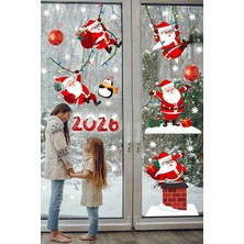 Panda Sokağı Yılbaşı Sticker 2026 Yılbaşı Yeni Yıl Sevimli Noel Baba ve Kar Taneleri Çocuk Bebek Odası