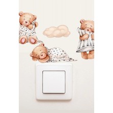 Panda Sokağı 3lü Uyuyan Sevimli Ayıcık Priz Sticker