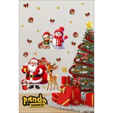 Panda Sokağı Yılbaşı Cam Sticker Seti 130X40 cm – Noel Baba, Kardan Adam, Geyik, Yılbaşı Ağacı ve Hediye Figürlü Kendinden Yapışkanlı Cam Vitrin Süsü