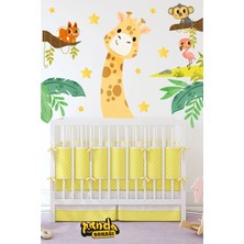 Panda Sokağı Zürafa , Maymun ve Sincap Sticker Çocuk Odası Sticker Kendinden Yhapışkanlı Sticker