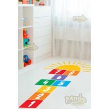 Panda Sokağı Çocuklar Için Eğitici Gökkuşağı Renkleri ve Güneş Temalı Sek Sek Oyunu Sticker, Okul Kreş Anasınıfı