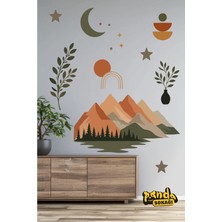 Panda Sokağı Bohem Dağlı Şekilli Renkli Sticker Kendinden Yapışkanlı Sticker