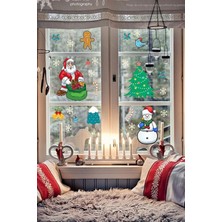 Panda Sokağı Yılbaşı Noel Baba ve Kardan Adam Temalı Cam Duvar Sticker 0507-NÇK02