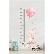 Panda Sokağı Pembe Balonlu Tavşan Boy Ölçer Duvar Çocuk Odası Sticker Seti