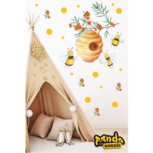 Panda Sokağı Arılar, Bal Kovanı ve Puantiyeler Kendinden Yapışkanlı Sticker
