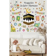 Panda Sokağı Ramazan Ayı Temalı Sticker Süsleme, Kabe ve Ramazan Figürleri Sticker Seti Ramazan Süsleri