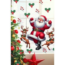 Panda Sokağı Yeni Yıl Sticker Noel Baba Geyik ve Kokina Çiçeği Yeni Yıl Sticker Seti Noel Baba Sticker