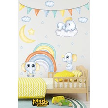 Panda Sokağı Filler , Gökkuşağı ve Bayrak Sticker Kendinden Yapışkanlı Sticker