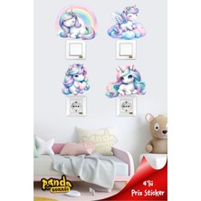 Panda Sokağı Unicorn Priz Seti-2 , Unicorn Sticker Set, Sevimli Unicornlar Priz 4'lü