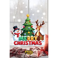Panda Sokağı Yılbaşı Sticker Kardan Adam ve Geyik Kartaneleri Sticker Seti Dükkan Yılbaşı Sticker