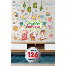 Panda Sokağı Ramazan Ayı Temalı Süsleme 126 Parça,  Ramazan Figürleri Sticker Seti Ramazan Süsleri
